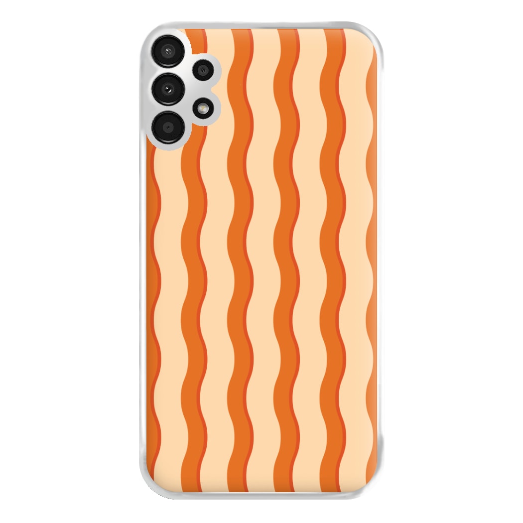 Orange Wavy Stripes Pattern Phone Case for Galaxy A13
