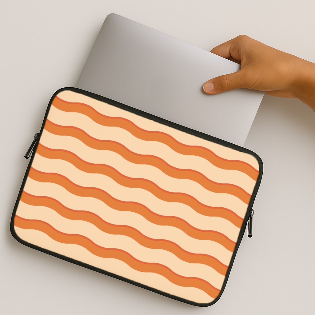 Orange Wavy Stripes Pattern MacBook Case