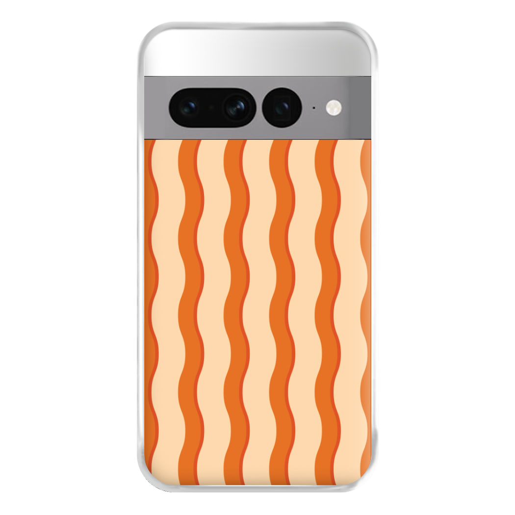 Orange Wavy Stripes Pattern Phone Case for Google Pixel 7 Pro