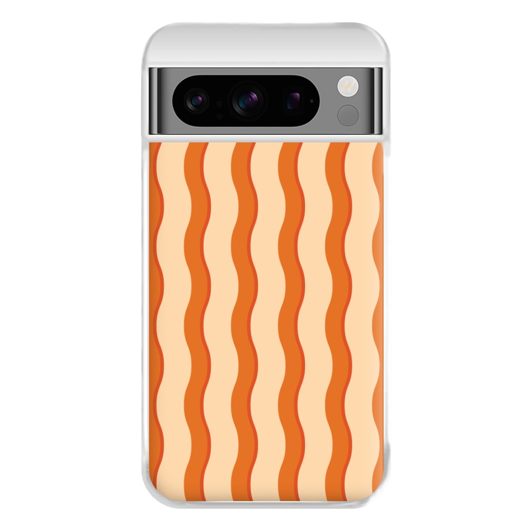 Orange Wavy Stripes Pattern Phone Case for Google Pixel 8 Pro