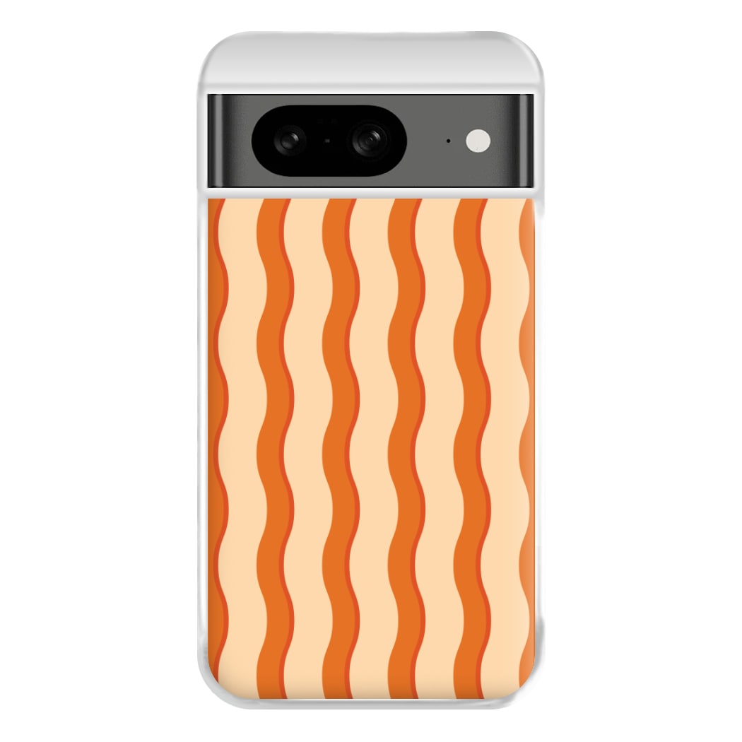 Orange Wavy Stripes Pattern Phone Case for Google Pixel 8