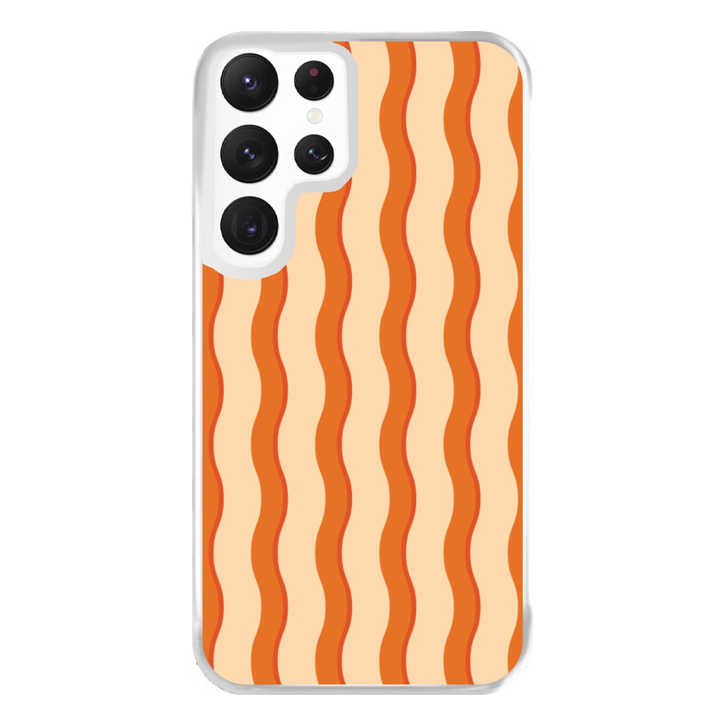 Orange Wavy Stripes Pattern Phone Case for Galaxy S22 Ultra