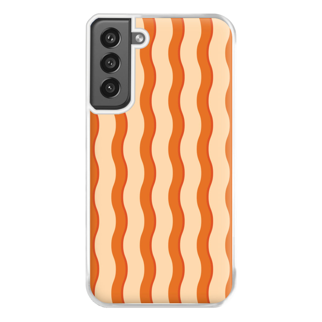 Orange Wavy Stripes Pattern Phone Case for Galaxy S21FE