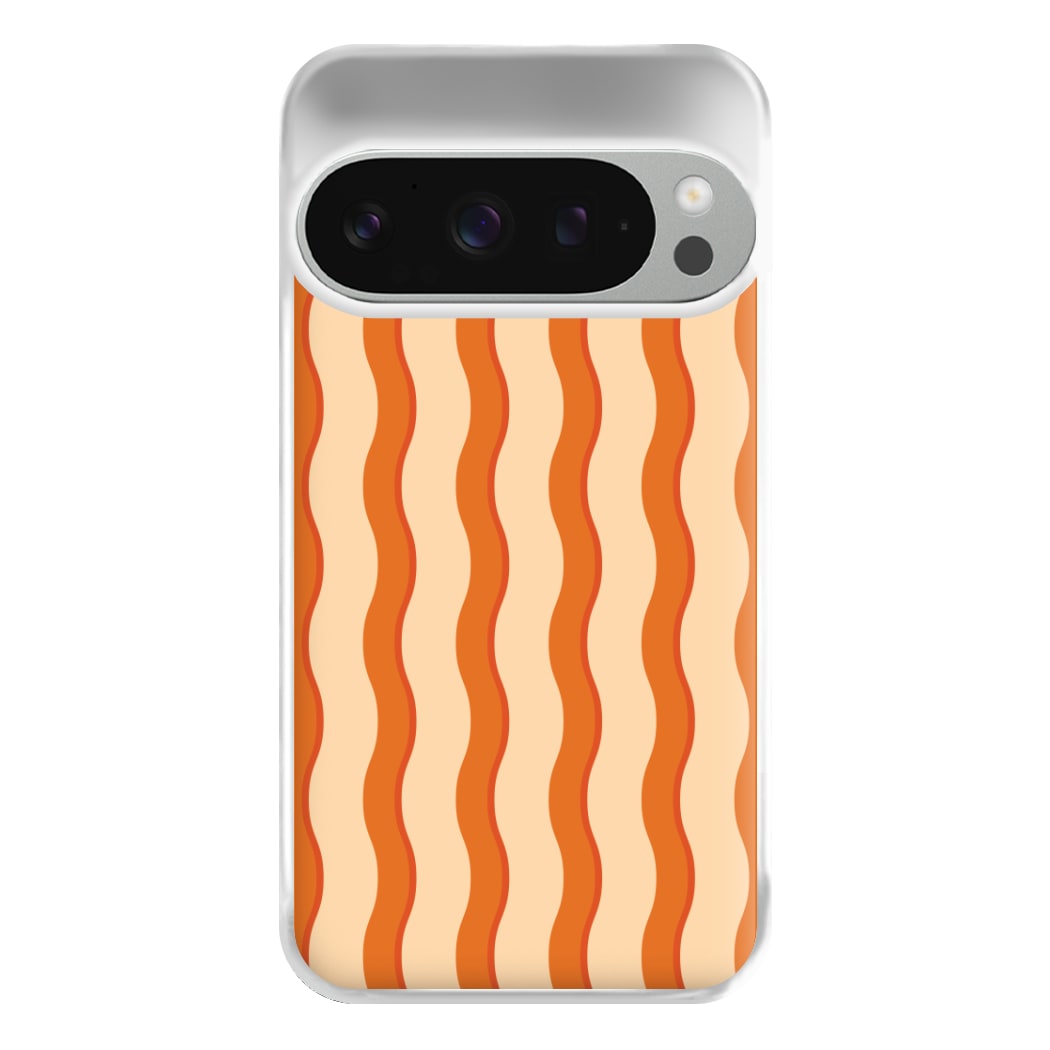 Orange Wavy Stripes Pattern Phone Case for Google Pixel 9 Pro XL
