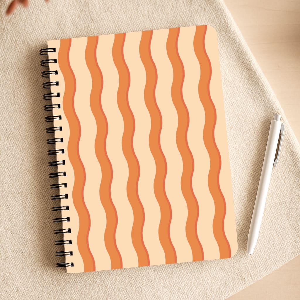 Orange Wavy Stripes Pattern Notepad