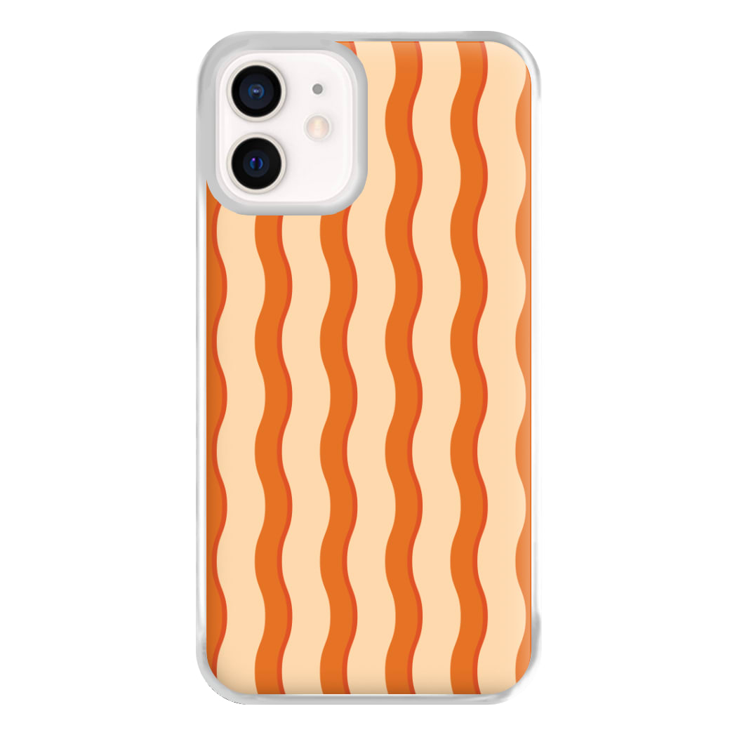Orange Wavy Stripes Pattern Phone Case for iPhone 13 Mini