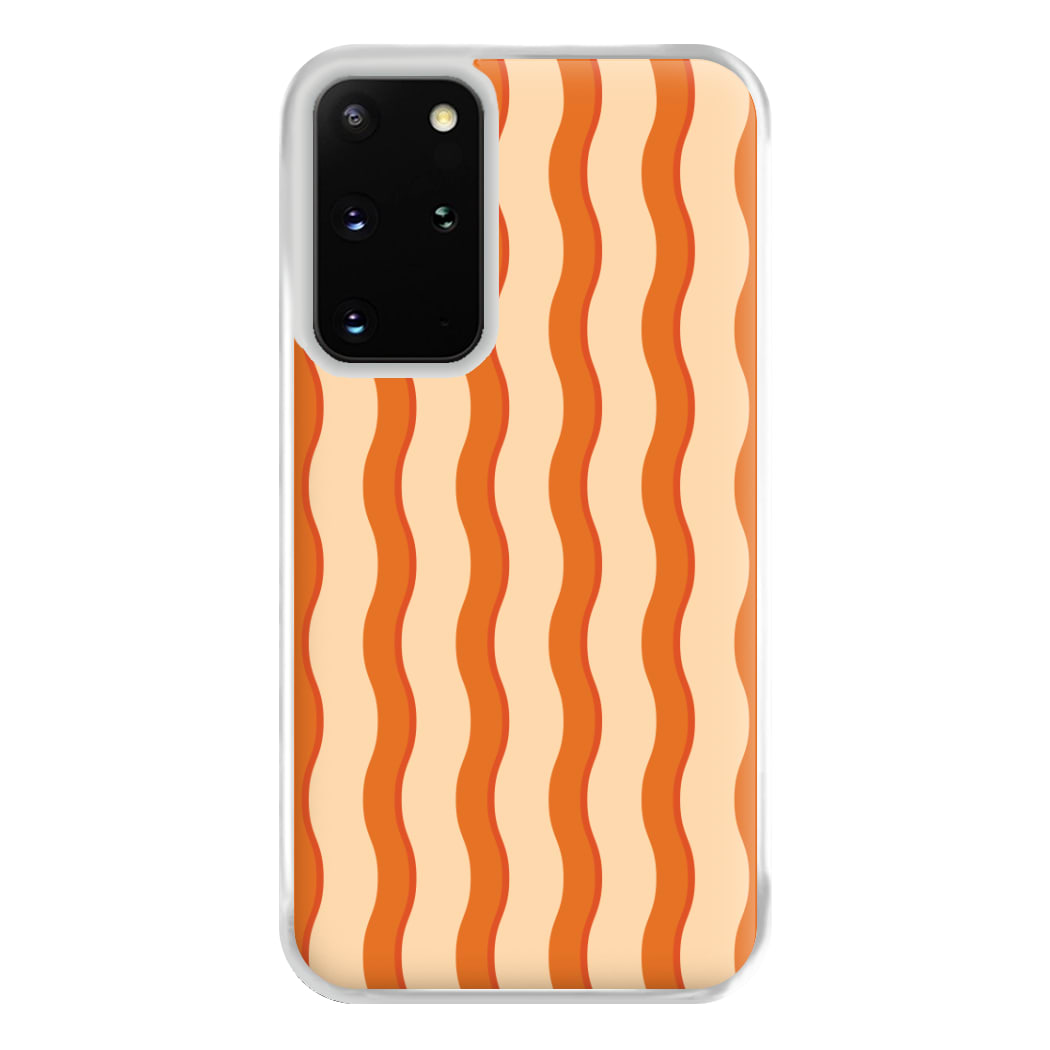 Orange Wavy Stripes Pattern Phone Case for Galaxy S20 Plus