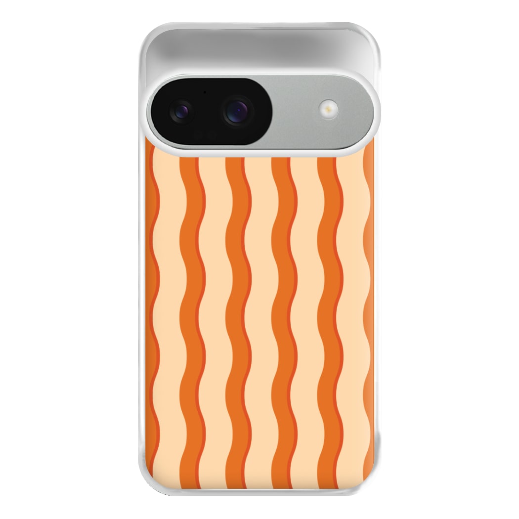 Orange Wavy Stripes Pattern Phone Case for Google Pixel 9 / 9 Pro