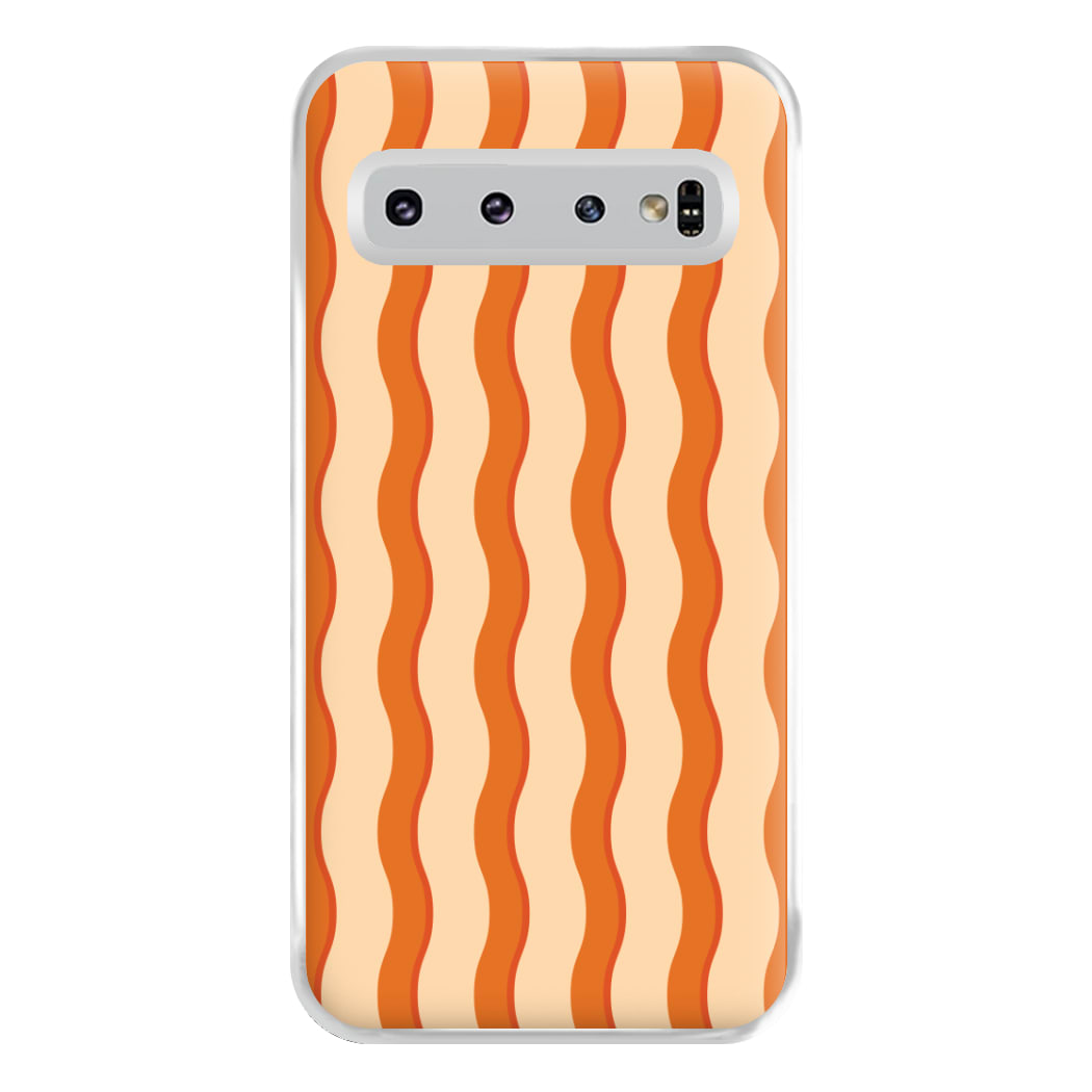 Orange Wavy Stripes Pattern Phone Case for Galaxy S10 Plus