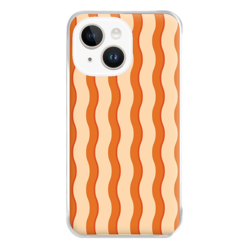 Orange Wavy Stripes Pattern Phone Case for iPhone 14 Plus