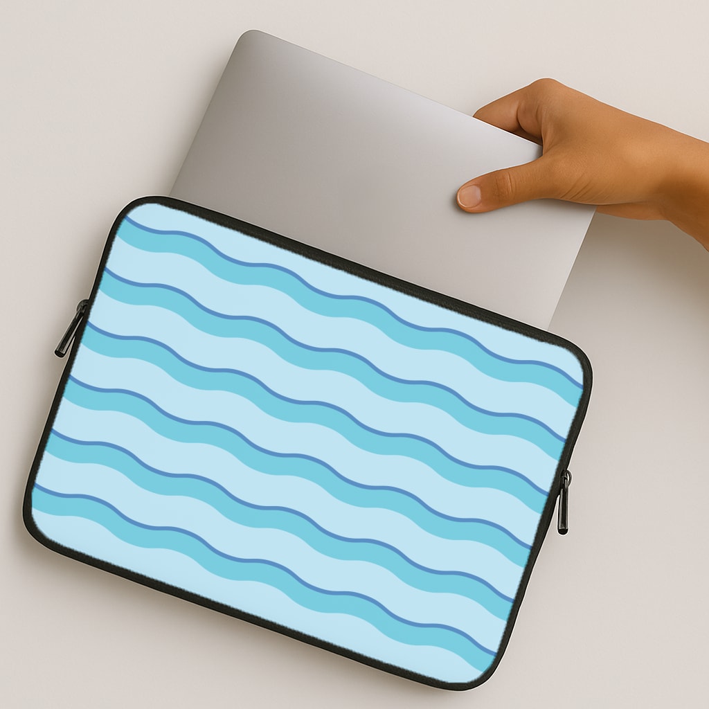 Blue Wavy Stripes Pattern MacBook Case
