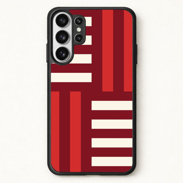 Red And White Geometric Stripes Phone Case for Galaxy S26 Ultra