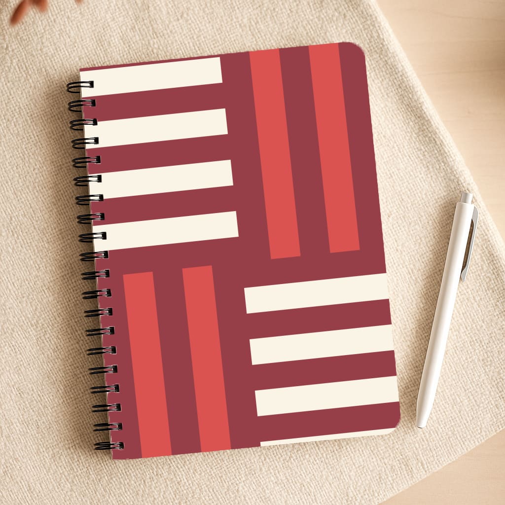 Red And White Geometric Stripes Notepad
