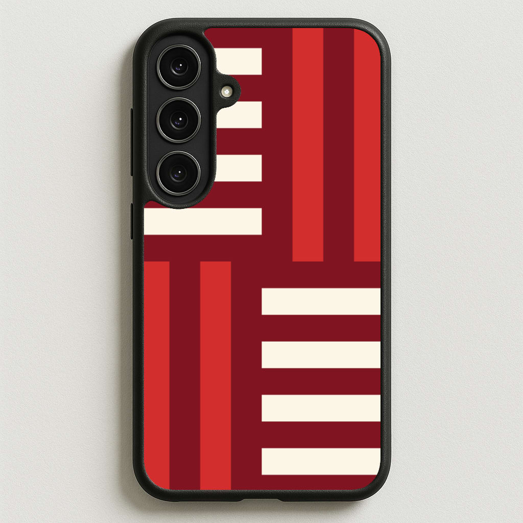 Red And White Geometric Stripes Phone Case for Galaxy S25FE
