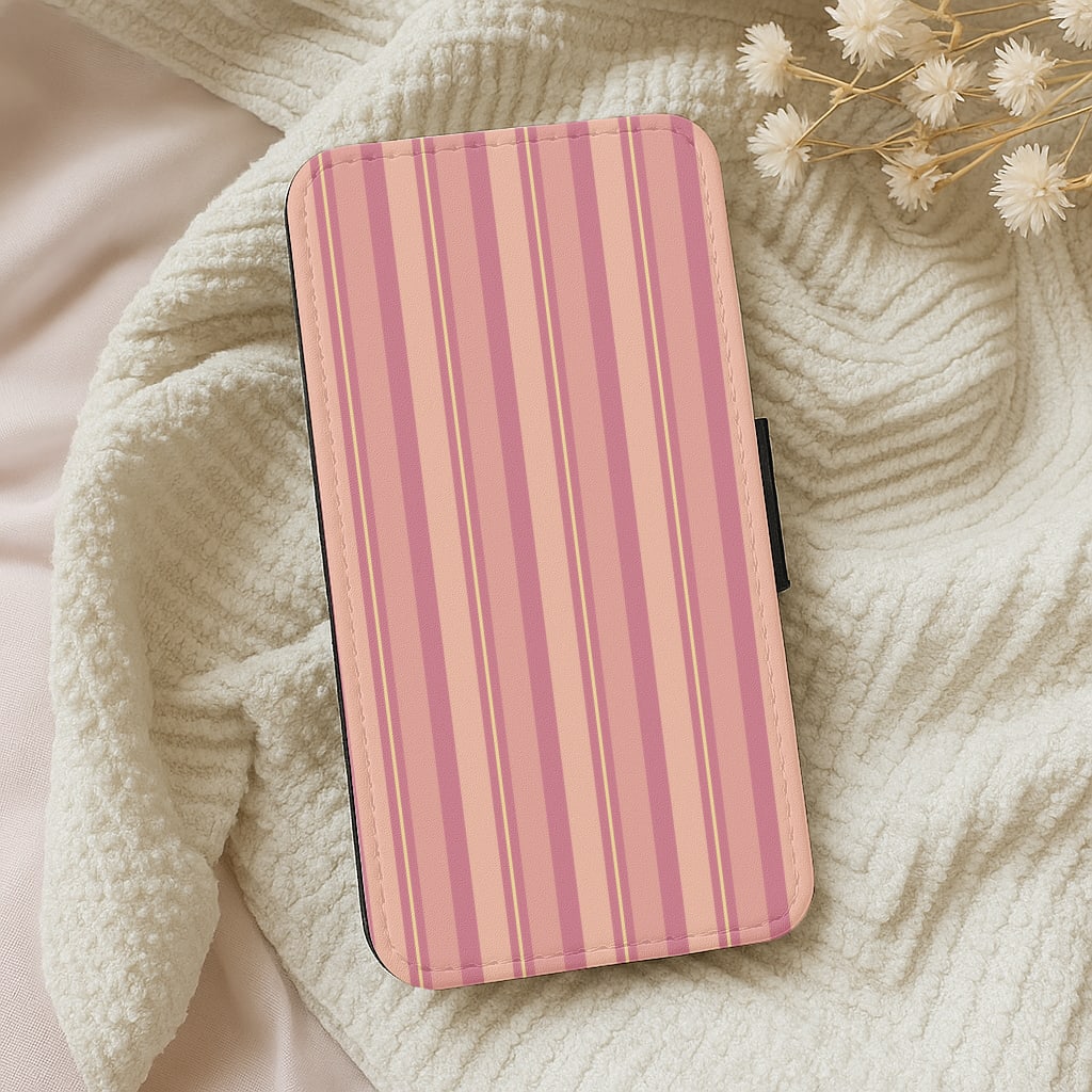 Pink And Yellow Stripes Wallet Phone Case