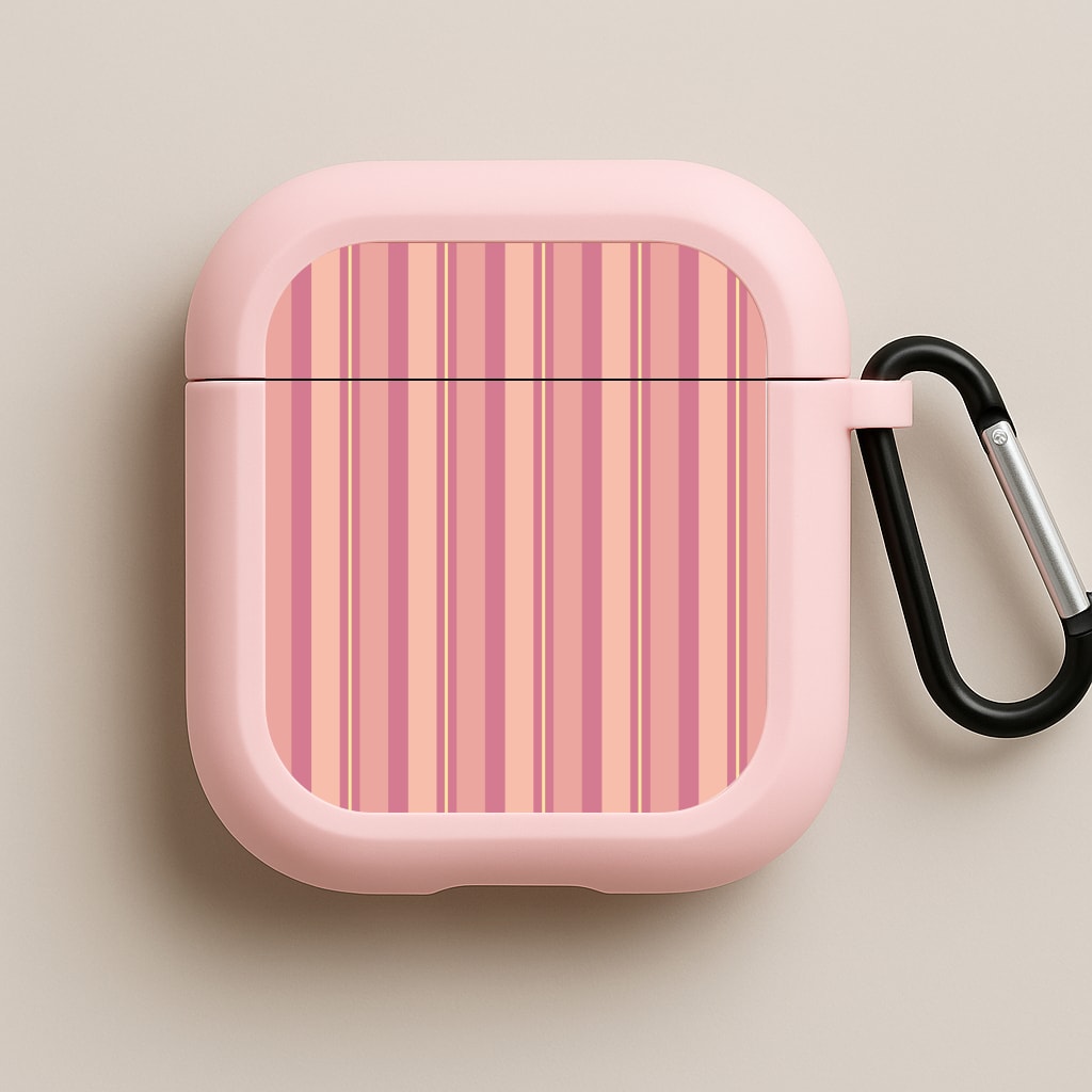 Pink And Yellow Stripes Pink AirPods Case