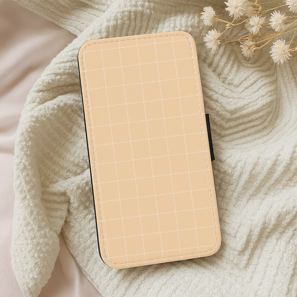 Criss Cross Peach Stripes Wallet Phone Case