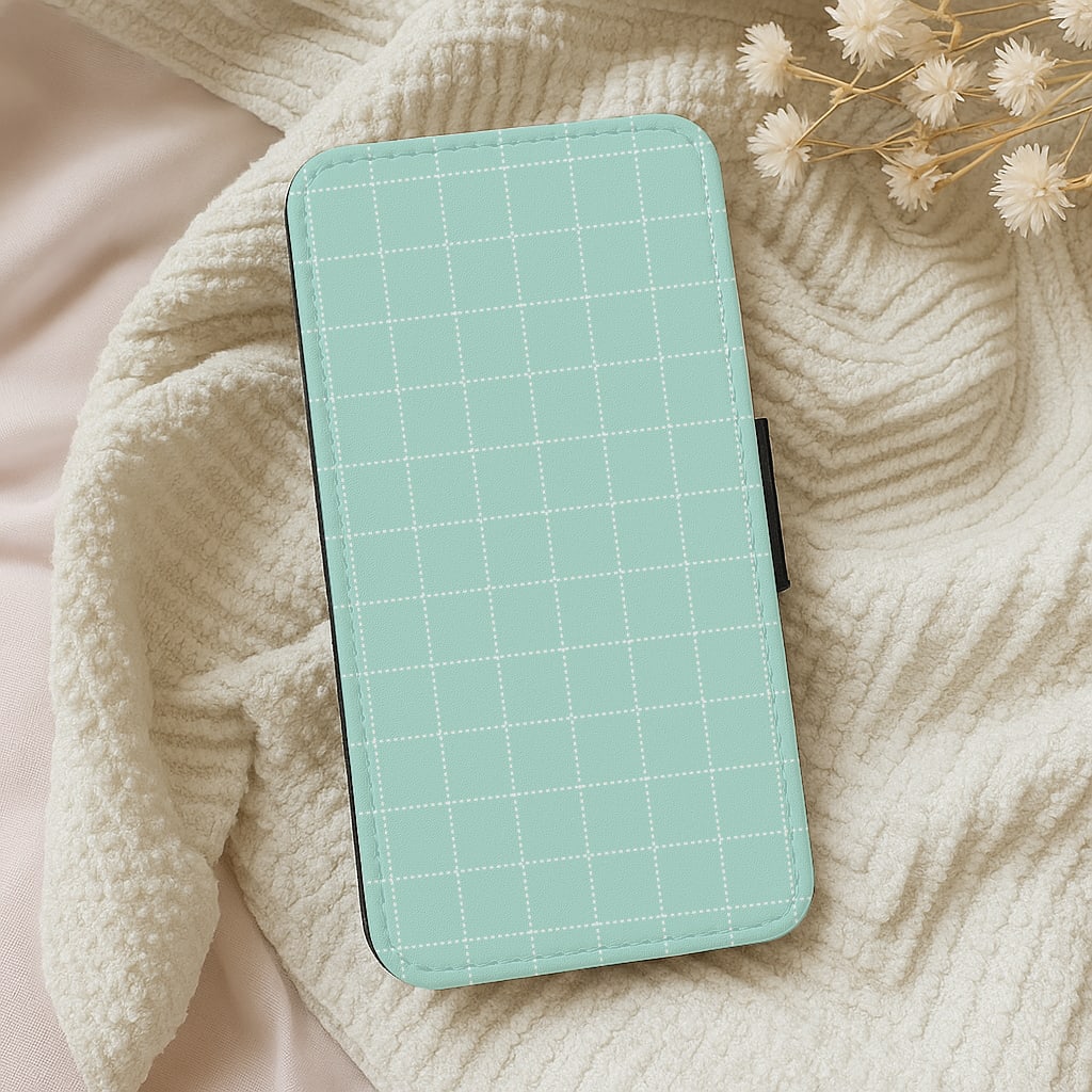 Criss Cross Cyan Stripes Wallet Phone Case