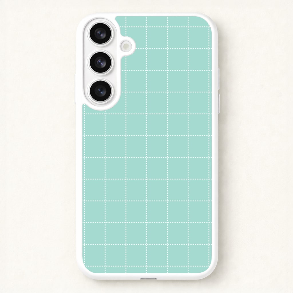 Criss Cross Cyan Stripes Phone Case for Galaxy S26 Plus