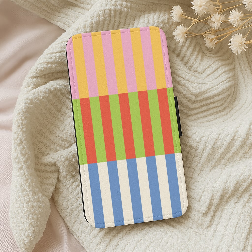 Colourful Stripes Pattern Wallet Phone Case