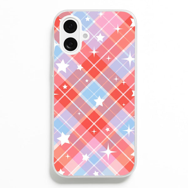 Coral Plaid Starfall Phone Case - iPhone 16 Plus / Standard
