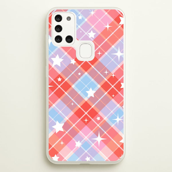 Coral Plaid Starfall Phone Case - Galaxy A21s / Standard