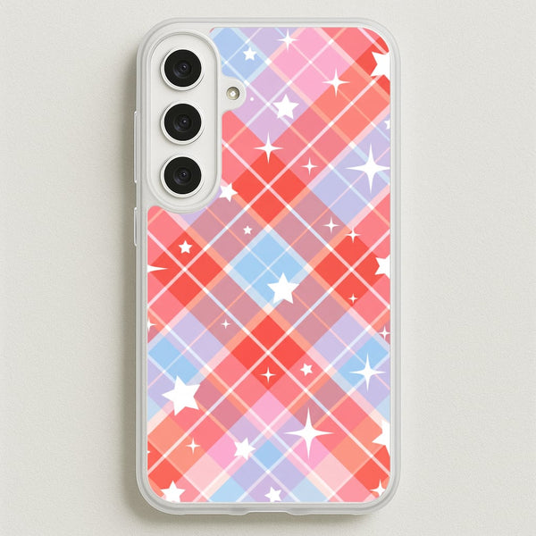 Coral Plaid Starfall Phone Case - Galaxy S25FE / Standard