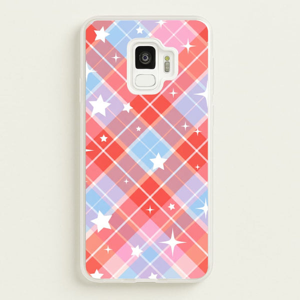 Coral Plaid Starfall Phone Case - Galaxy S9 / Standard