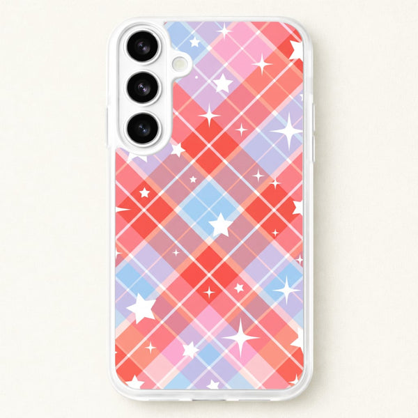 Coral Plaid Starfall Phone Case - Galaxy S26 / Standard