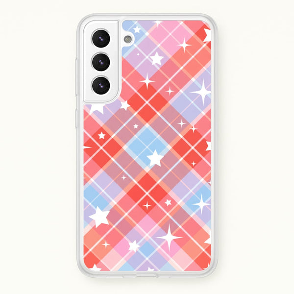Coral Plaid Starfall Phone Case - Galaxy S22 Plus / Standard
