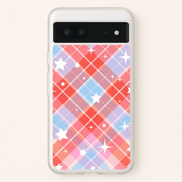 Coral Plaid Starfall Phone Case - Google Pixel 7 / Standard