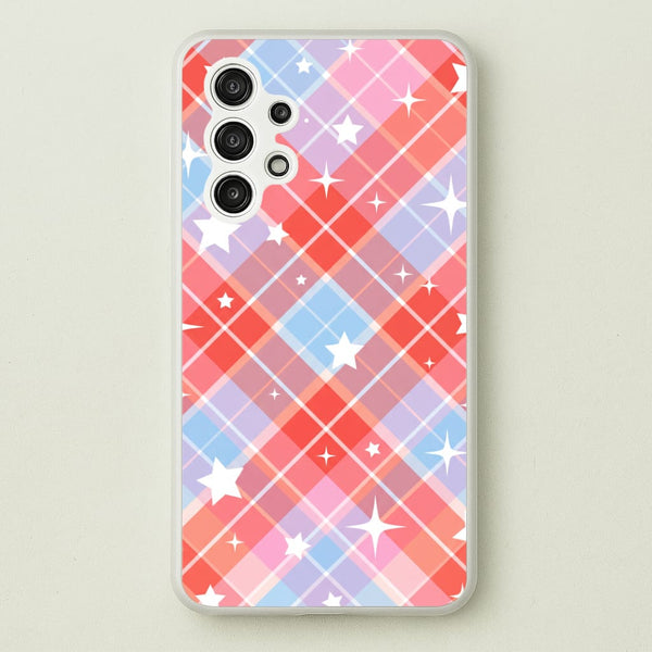 Coral Plaid Starfall Phone Case - Galaxy A13 / Standard