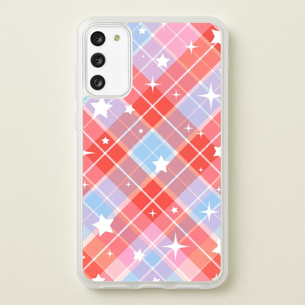 Coral Plaid Starfall Phone Case - Galaxy S20 / Standard