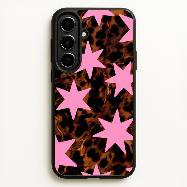 Tortoiseshell Star Scatter - Pink Phone Case - Galaxy A56 / Standard
