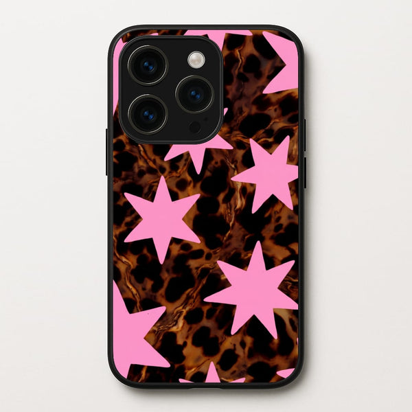Tortoiseshell Star Scatter - Pink Phone Case - iPhone 15 Pro Max / Standard