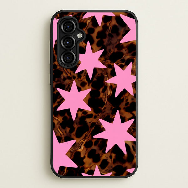 Tortoiseshell Star Scatter - Pink Phone Case - Galaxy A54 / Standard