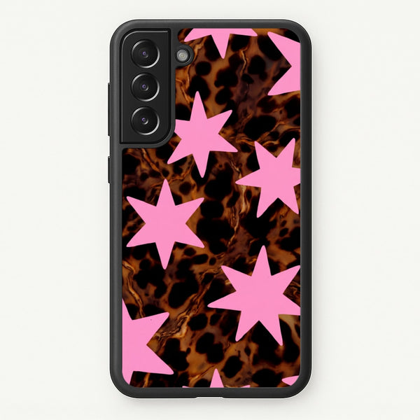 Tortoiseshell Star Scatter - Pink Phone Case - Galaxy S22 Plus / Standard