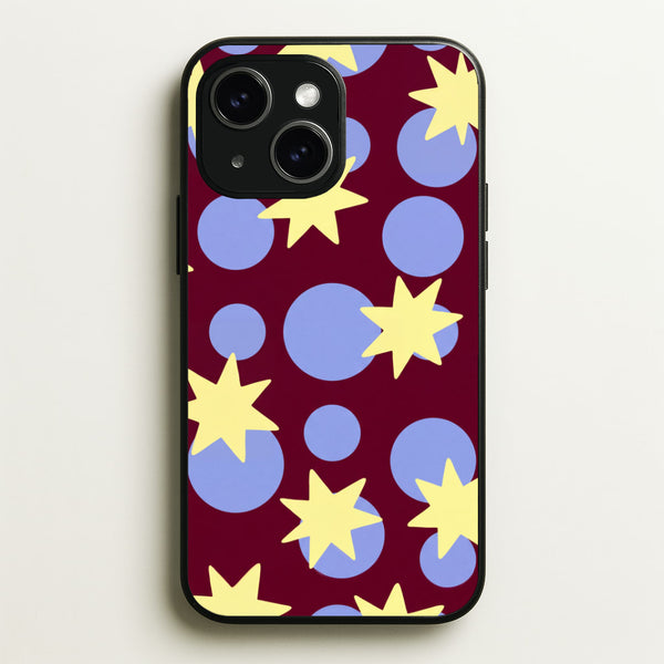 Butter Stars On Burgundy Phone Case - iPhone 14 / Standard