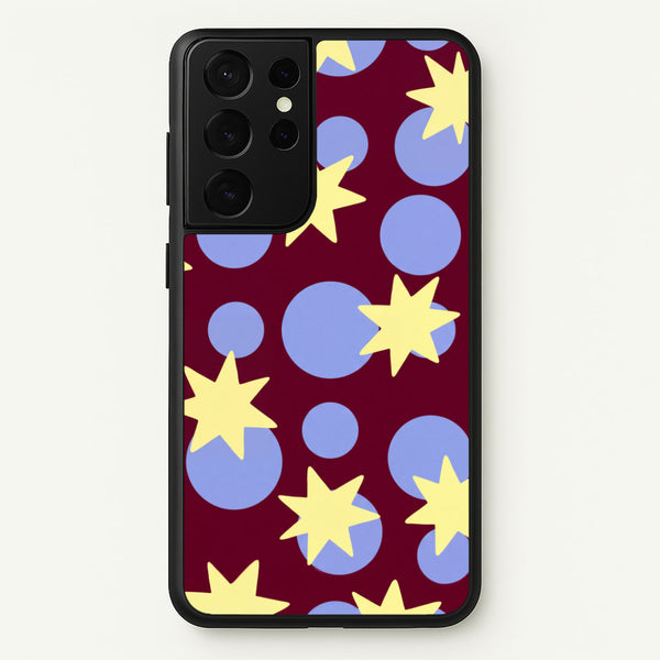 Butter Stars On Burgundy Phone Case - Galaxy S21 Ultra / Standard