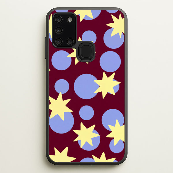 Butter Stars On Burgundy Phone Case - Galaxy A21s / Standard