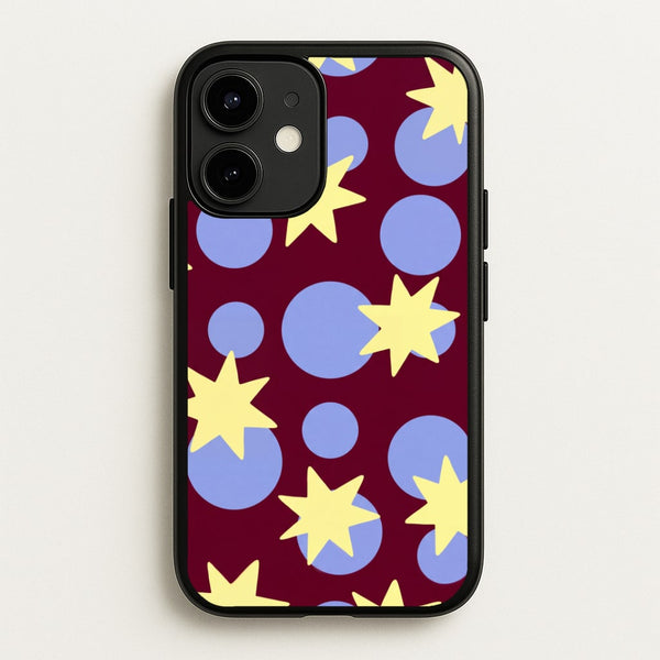 Butter Stars On Burgundy Phone Case - iPhone 12 / 12 Pro / Standard