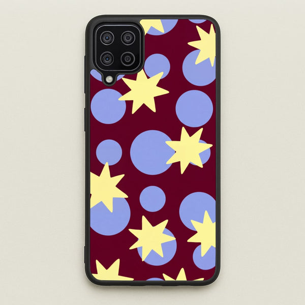 Butter Stars On Burgundy Phone Case - Galaxy A12 / Standard
