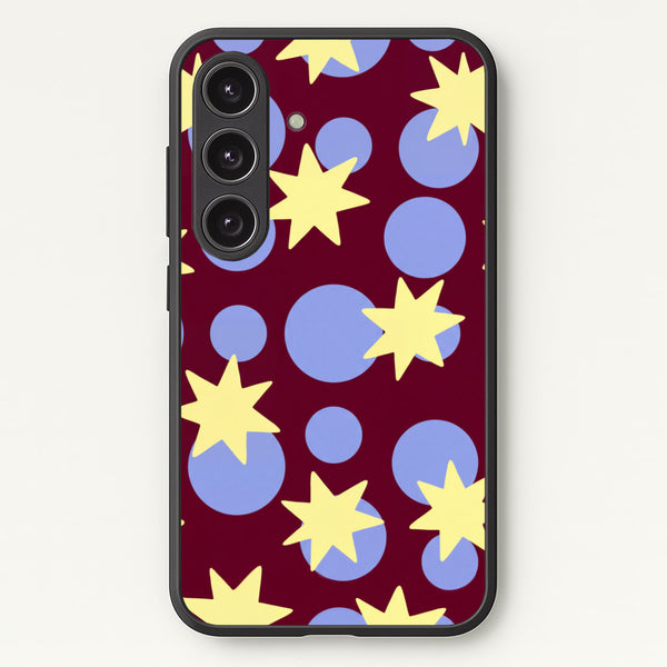 Butter Stars On Burgundy Phone Case - Galaxy S24 Plus / Standard