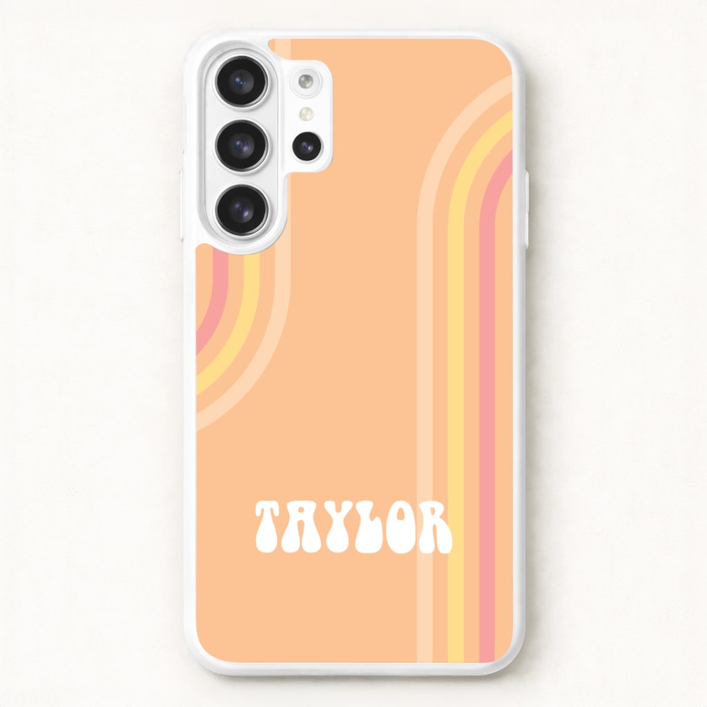 Retro Orange Personalised Name Phone Case for Galaxy S26 Ultra