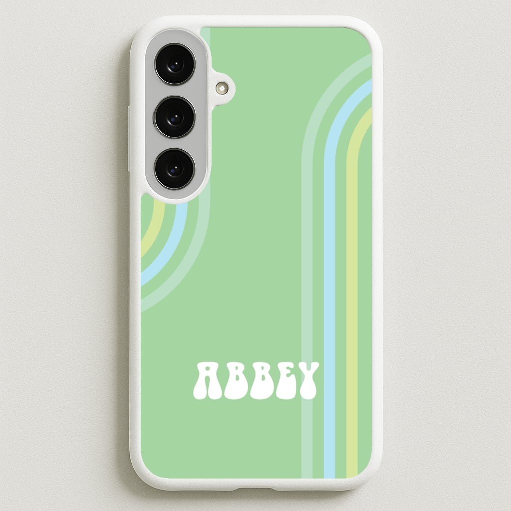 Retro Green Personalised Name Phone Case for Galaxy S25FE