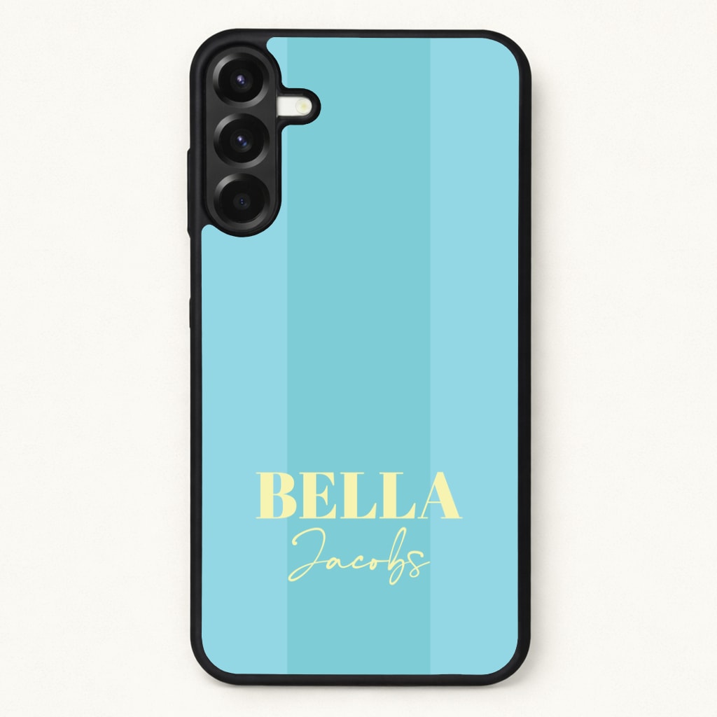 Blue Stripe Personalised Name Phone Case for Galaxy A57