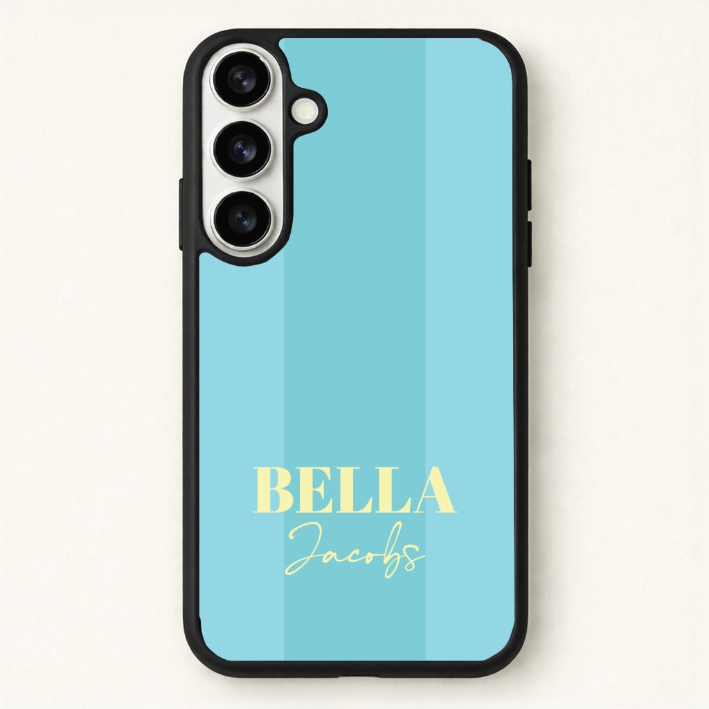 Blue Stripe Personalised Name Phone Case for Galaxy S26 Plus