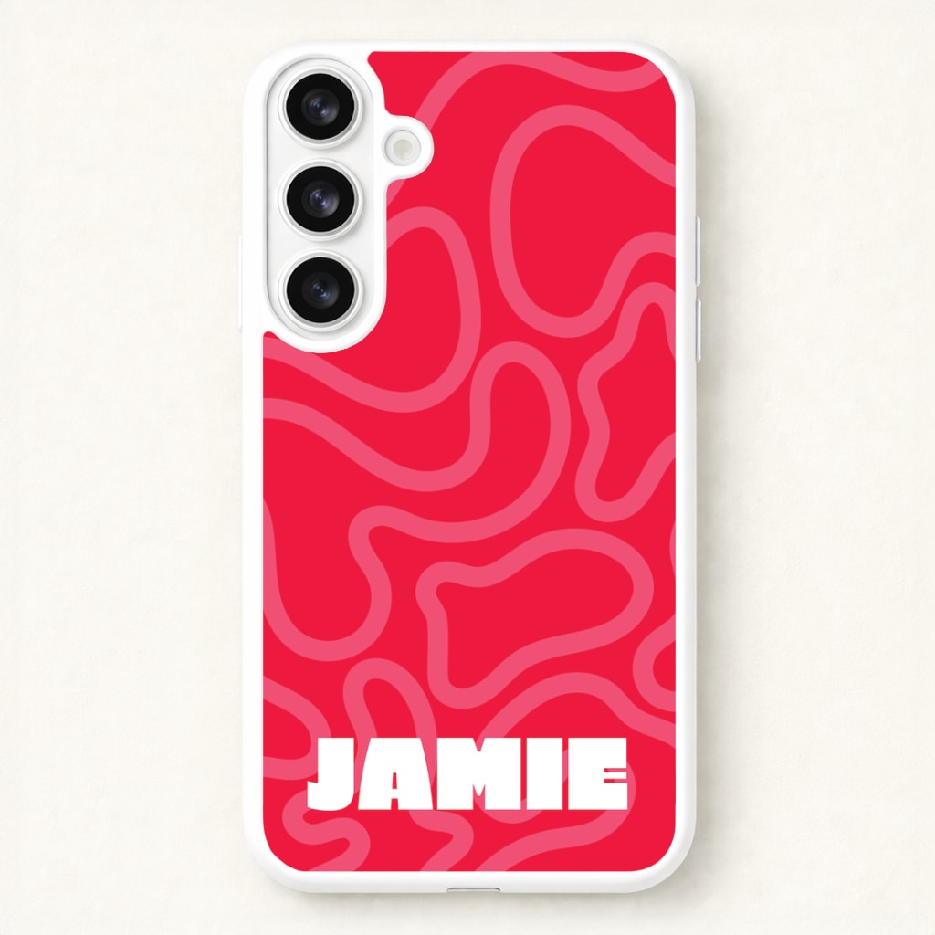 Red And Pink Squiggles Personalised Name Phone Case for Galaxy S26