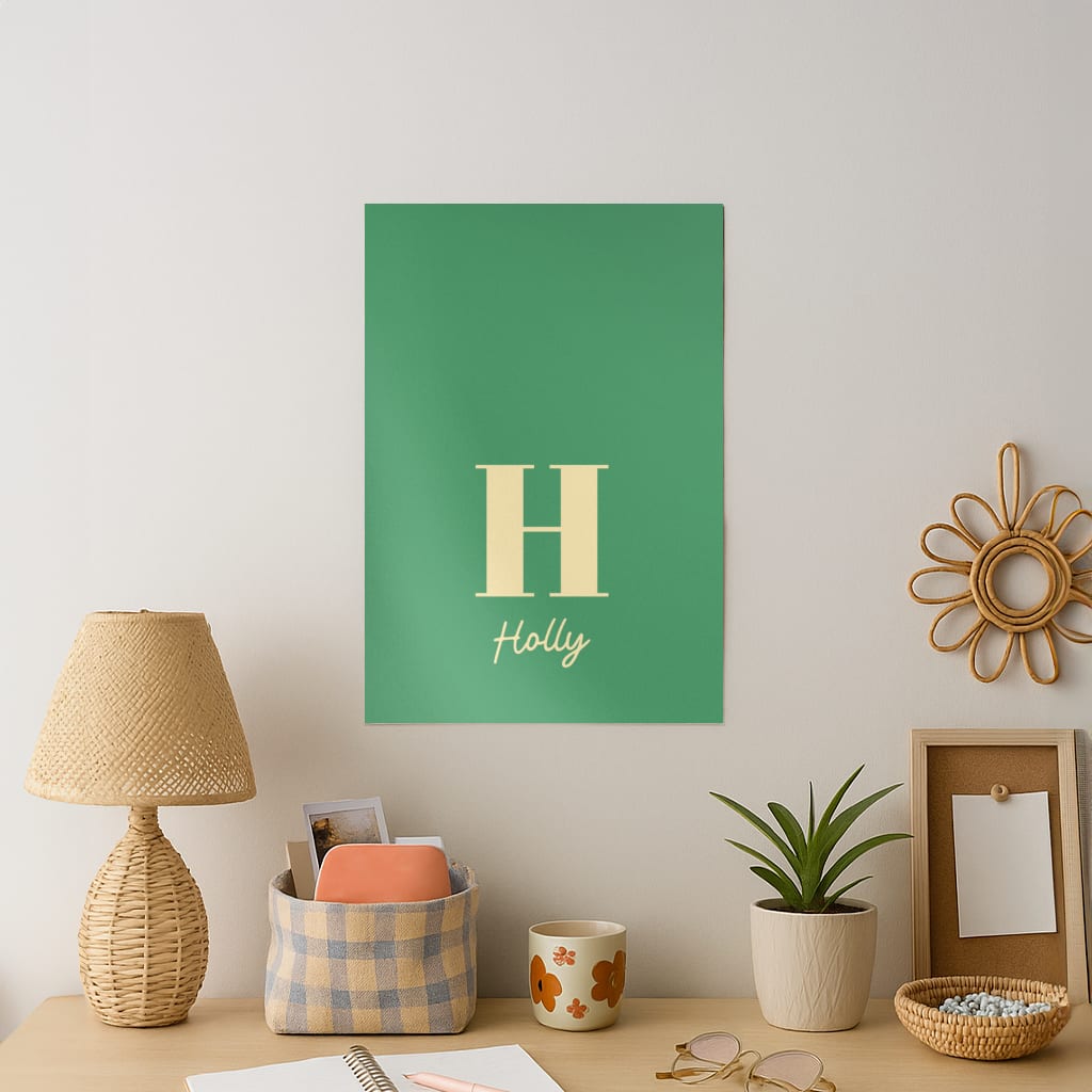 Dark Green Personalised Name Art Print