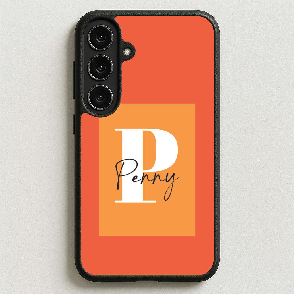 Orange Personalised Name Phone Case for Galaxy S25FE